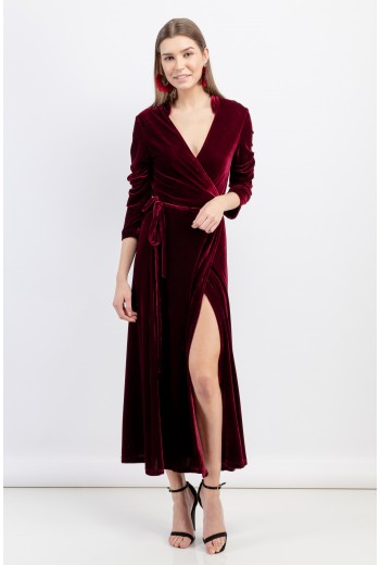 Velvet long wrap dress